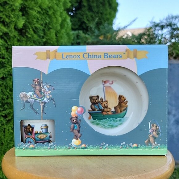 Lenox Heirloom China Bears 3 pieces Child Set Dish in a box - Picture 7 of 14